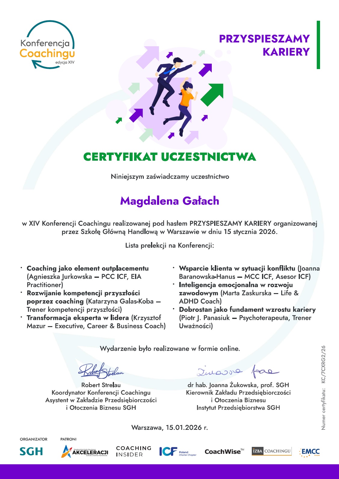 Certyfikat konferencji coachingu